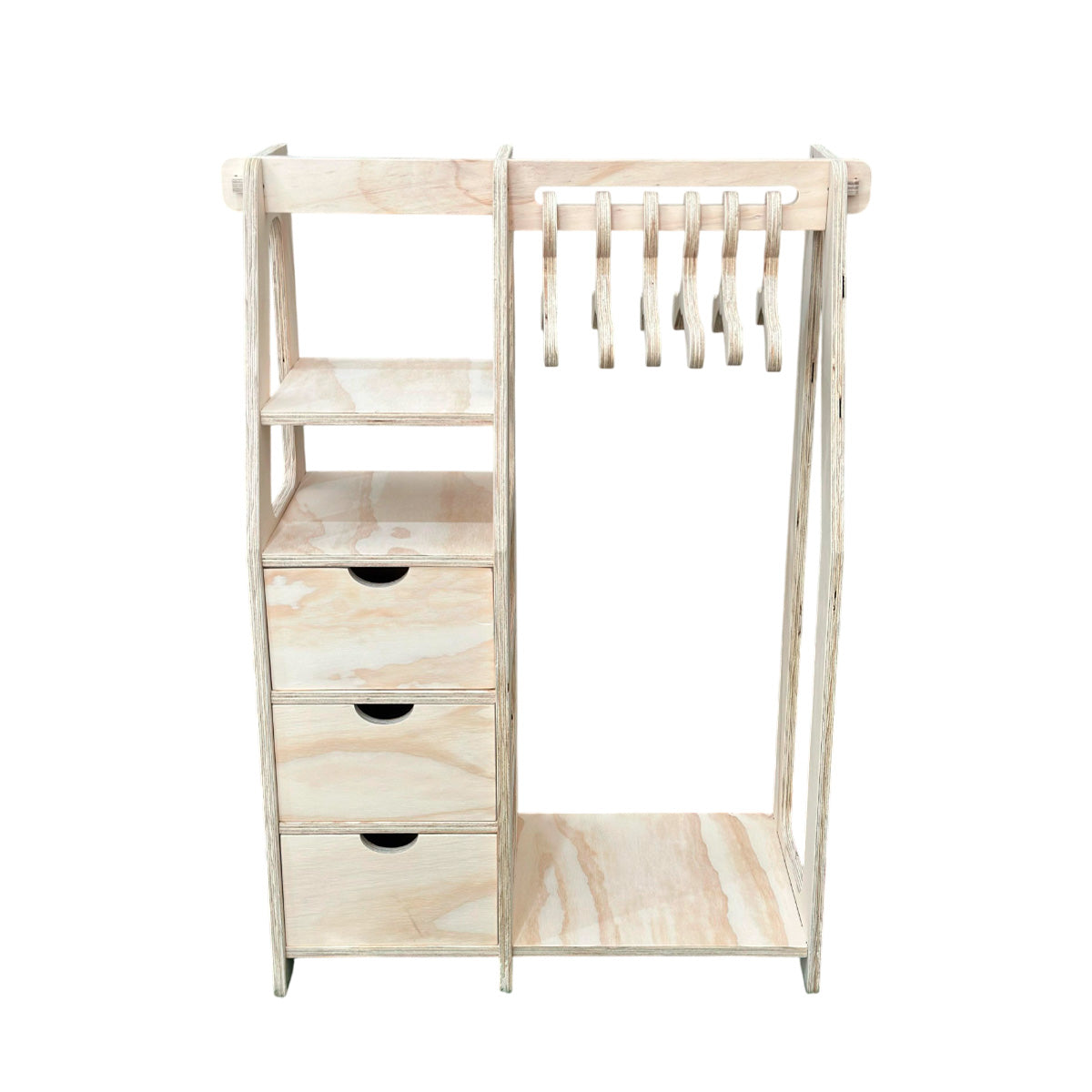 Clóset Montessori de Madera con 6 Colgadores
