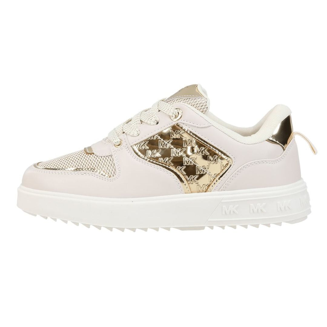 zapatillas Michael Kors originales en tonos crema con detalles dorados