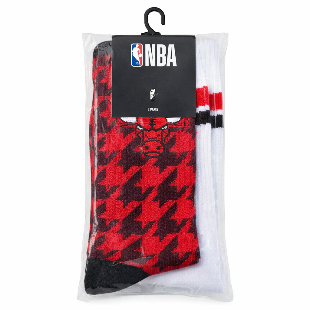 Pack de 2 Calcetines Largos NBA Chicago Bulls Rojo y Blanco UNISEX