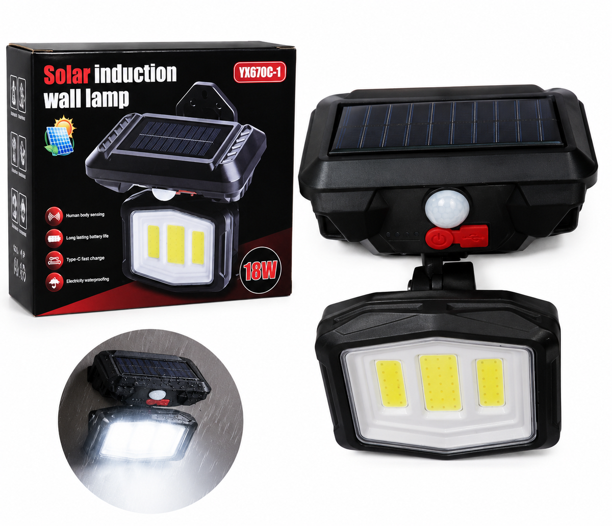Foco Solar LED 18W con Sensor de Movimiento – YX670C-1
