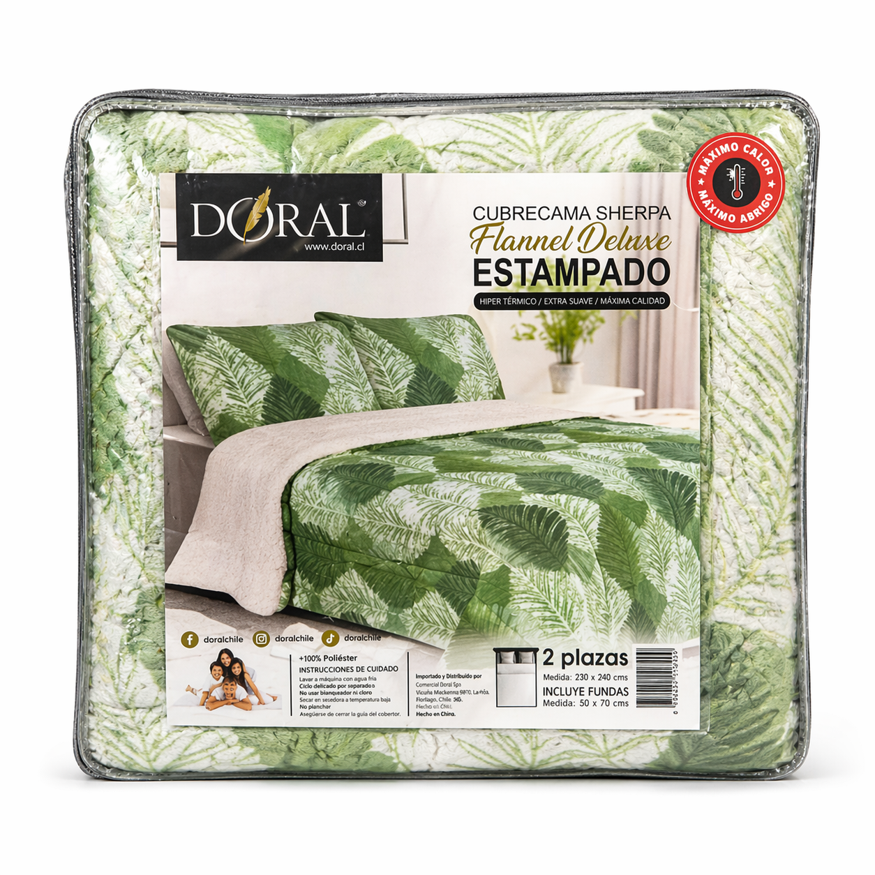 Plumón Sherpa Doral modelo Flannel Deluxe Estampado - 2 Plazas (210 x 230 cm)