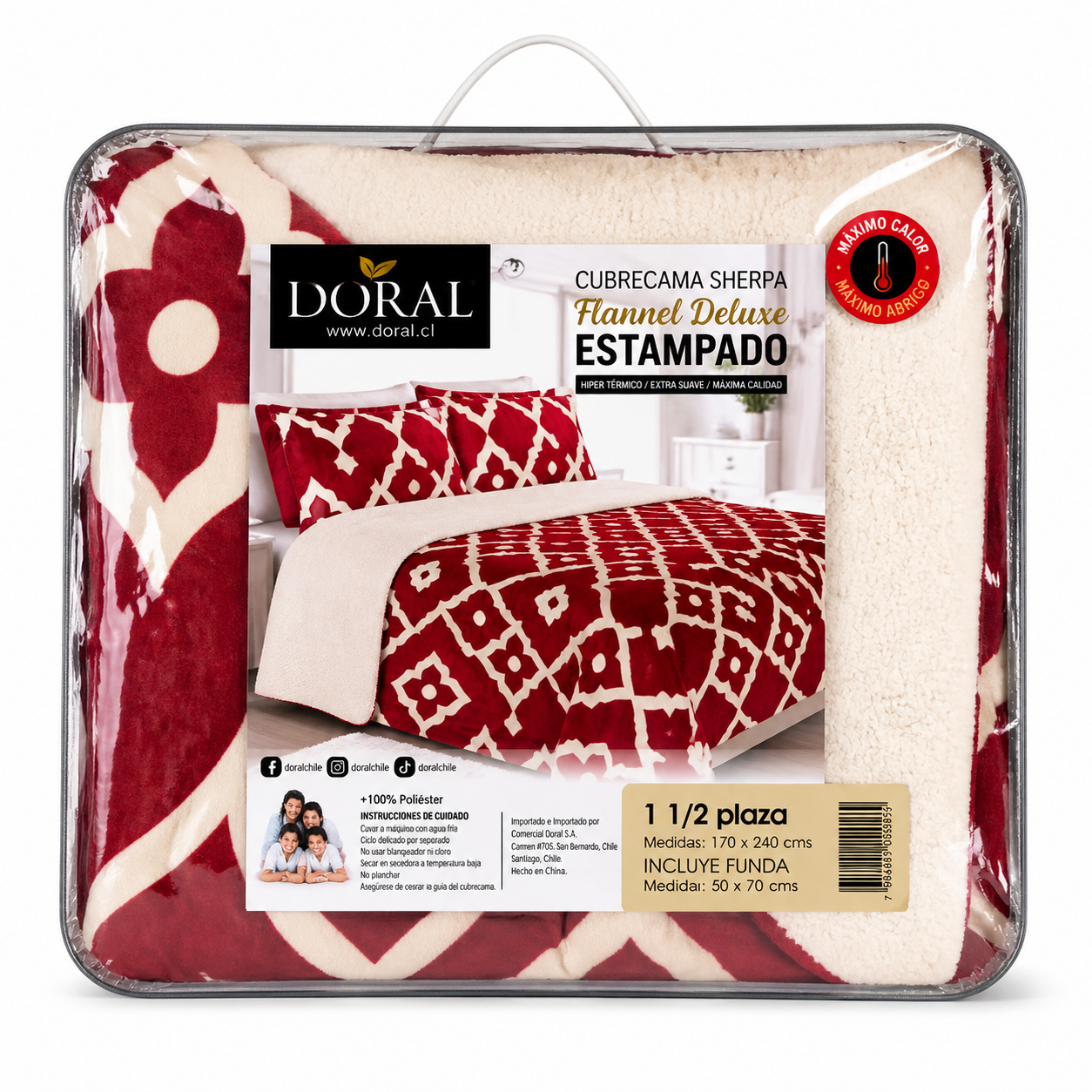 Plumón Sherpa Doral modelo Flannel Deluxe Flores- 1.5 Plazas (170 x 240 cm)