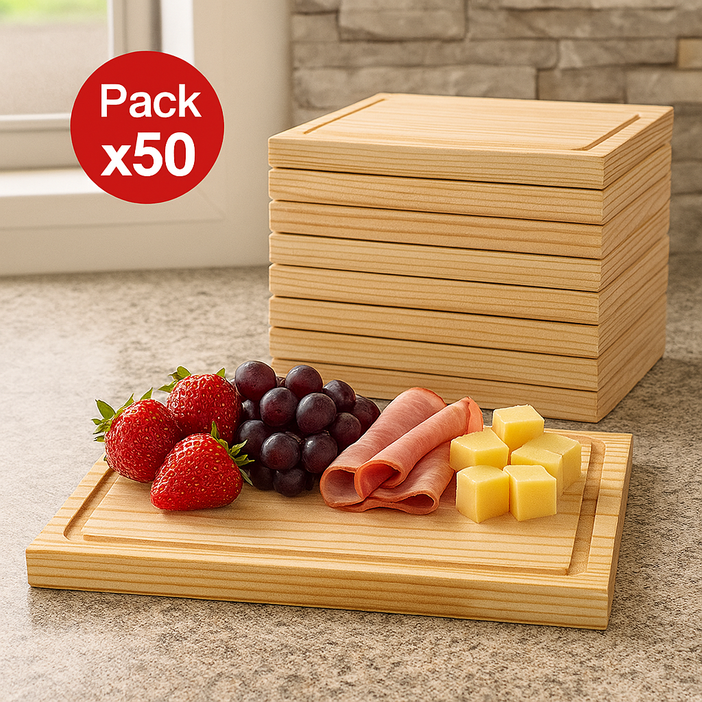 Pack de 50 Tablas de Picoteo Pino 30x22 cm