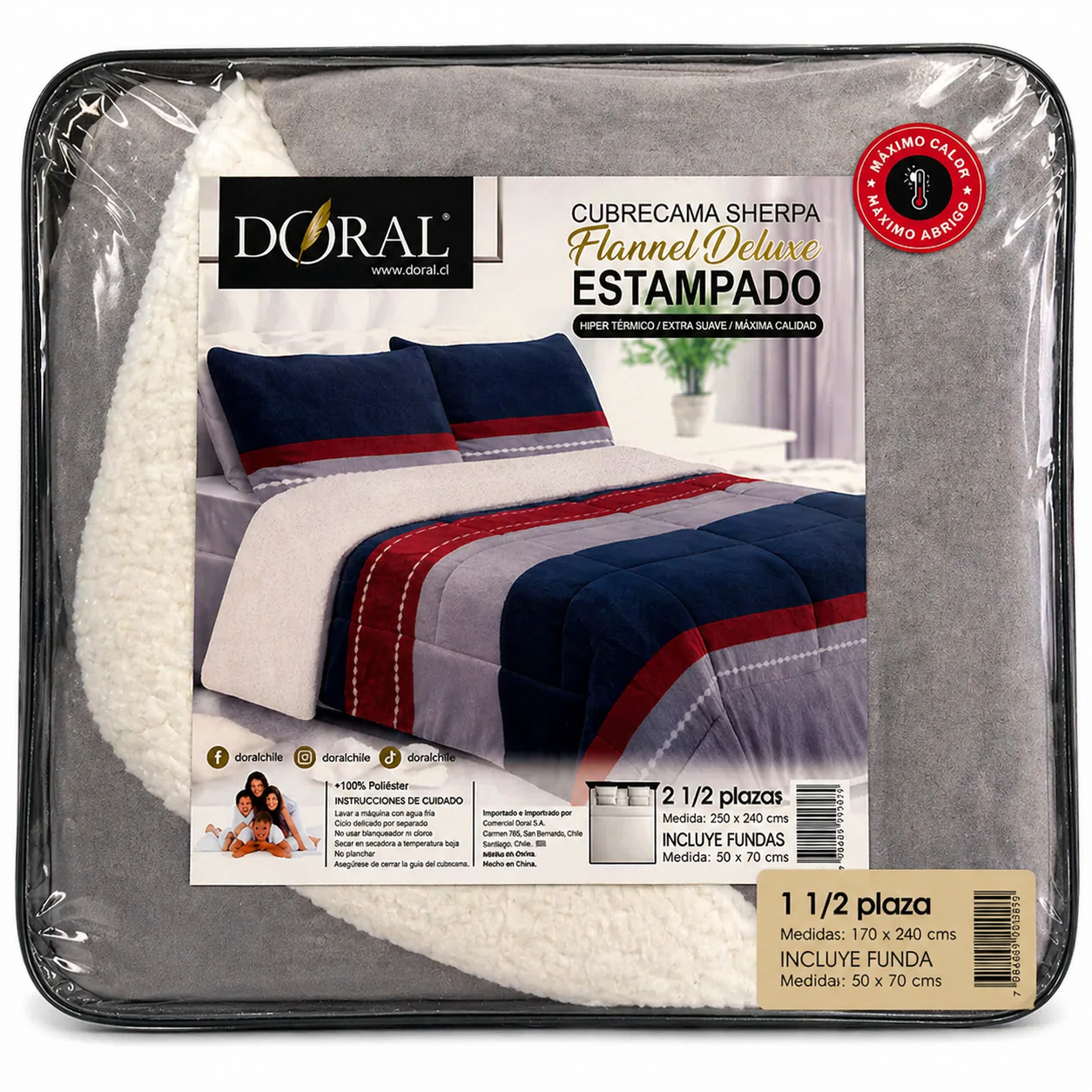 Plumón Sherpa Doral modelo Flannel Deluxe Lineal - 1.5 Plazas (170 x 240 cm)