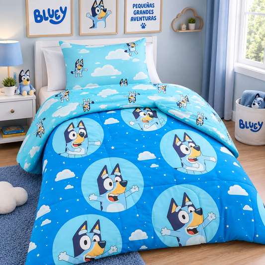 Plumón Mashini 1.5 Plazas Bluey Nubes