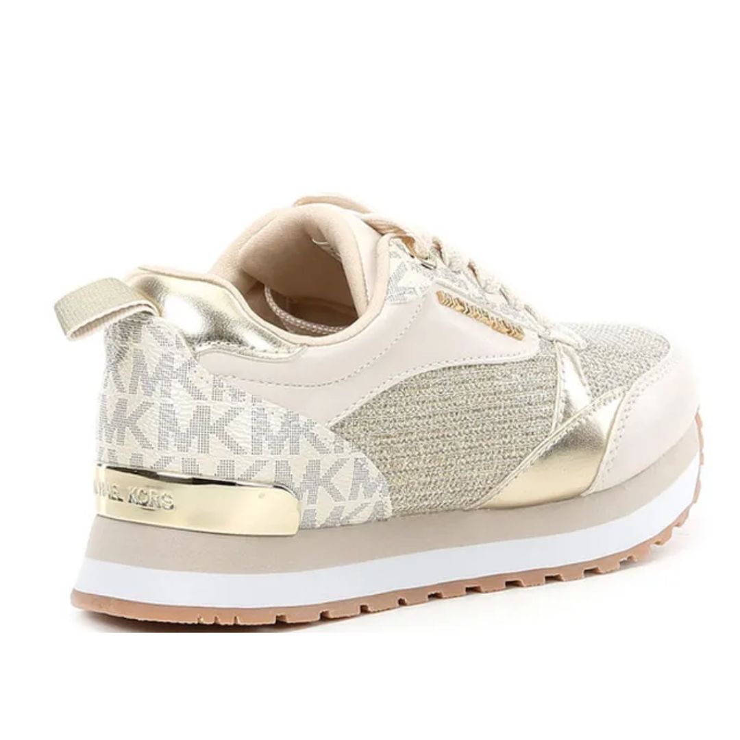 Zapatillas Michael Kors Originales Beige con Detalles Dorados y Monograma