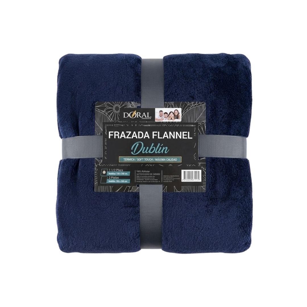 Frazada Térmica Doral Línea Dublin 1.5 Plazas Color Azul Intenso