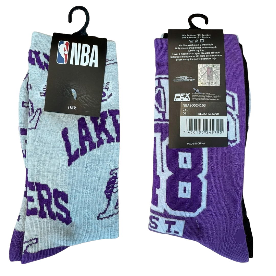 Pack 2 Calcetines NBA Lakers Unisex originales