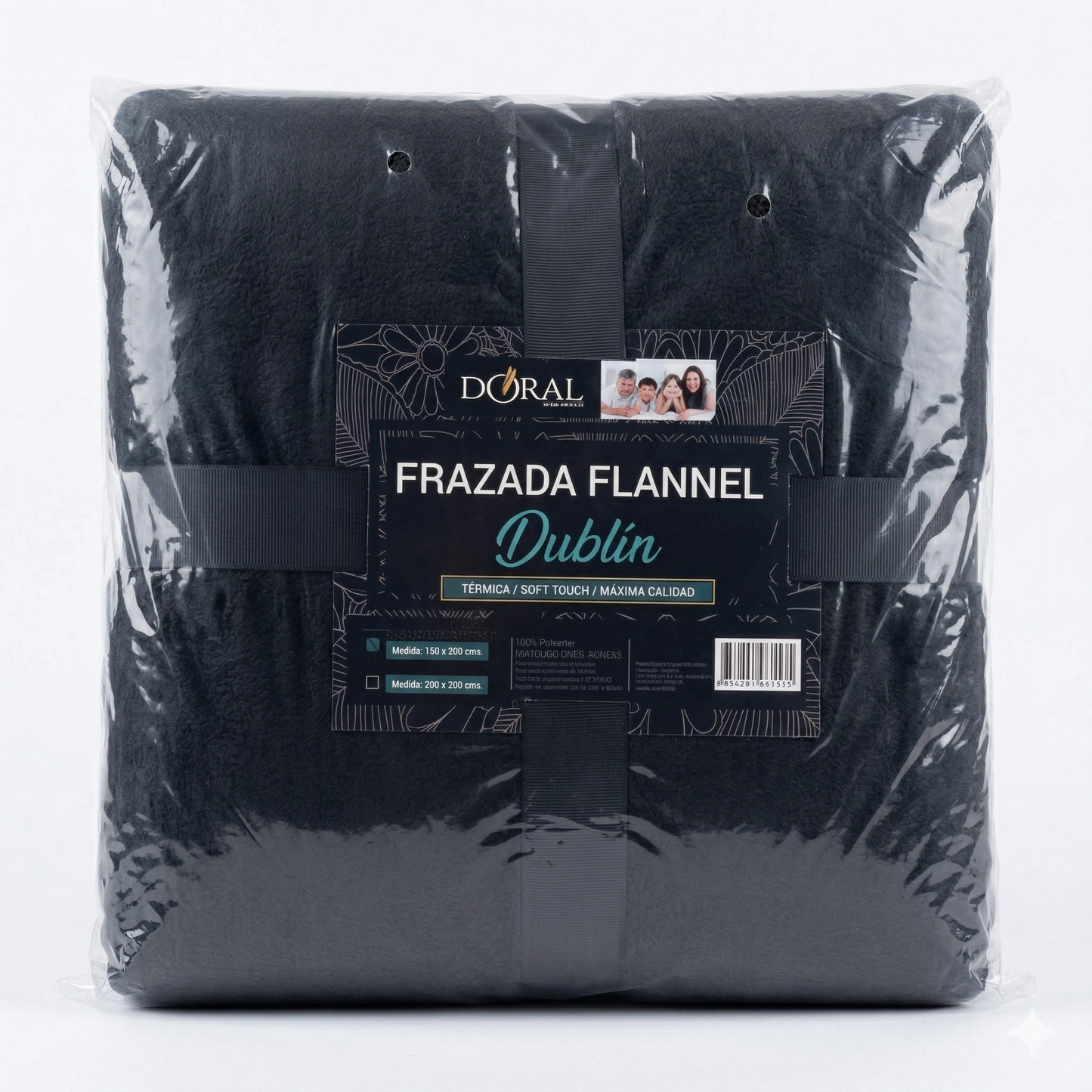 Frazada Térmica Doral Línea Dublin 1.5 Plazas Color Negro