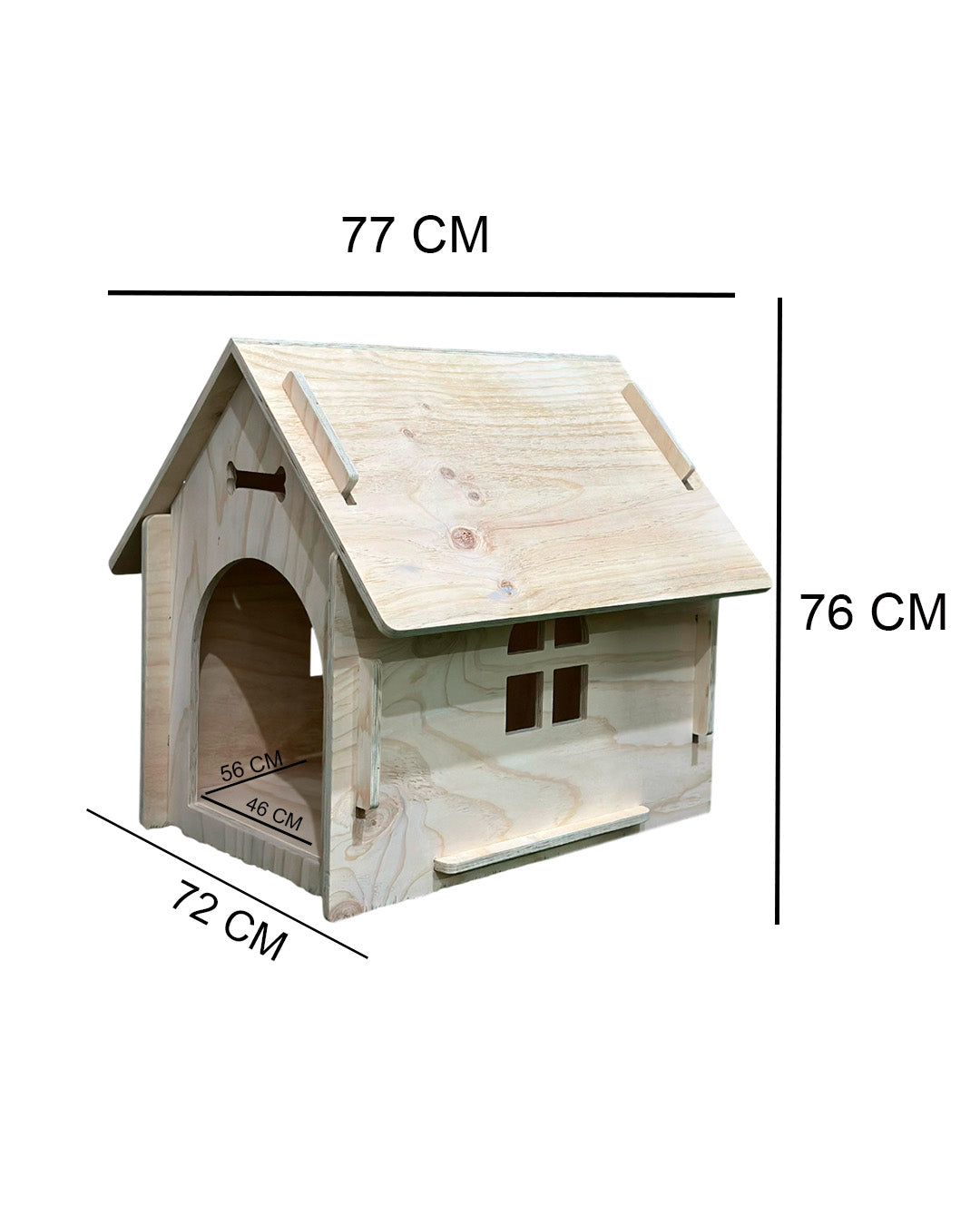 Casa De Madera Grande Para Perro 77x72x76 Cm