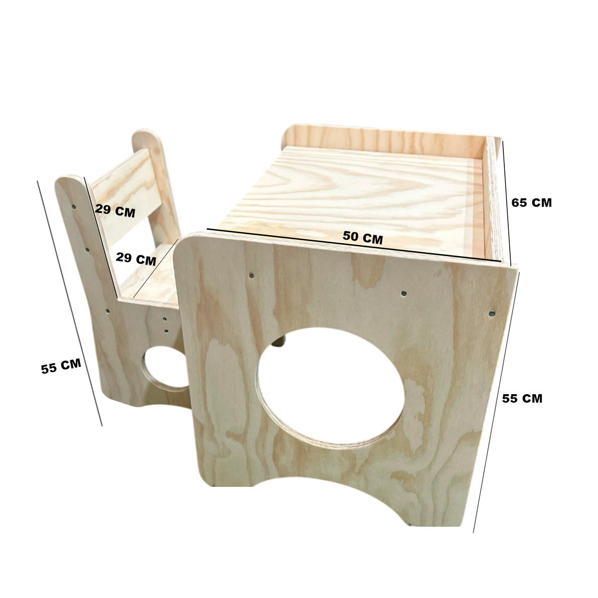 Pack 9 Montessori: Mesa + Silla + Organizador + Clóset + Resbalín para Niños