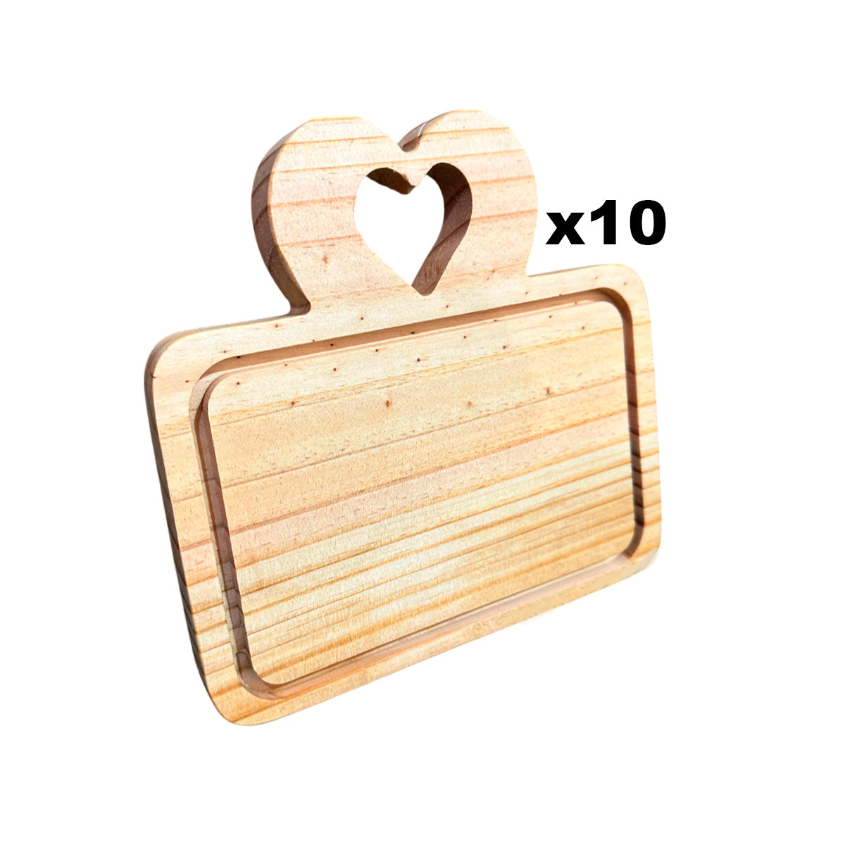 Pack de 10 Tablas de Picoteo Corazón 22x21 cm