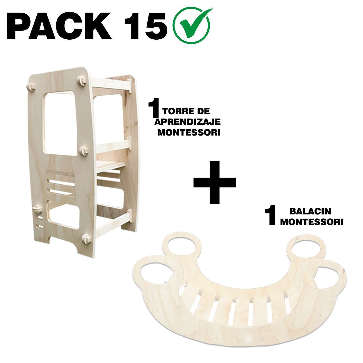 Pack 15 Montessori: Balancín + Torre de Aprendizaje para Niños
