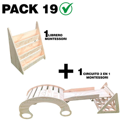 Pack 19 Montessori: Librero + Circuito 3 en 1 para Niños