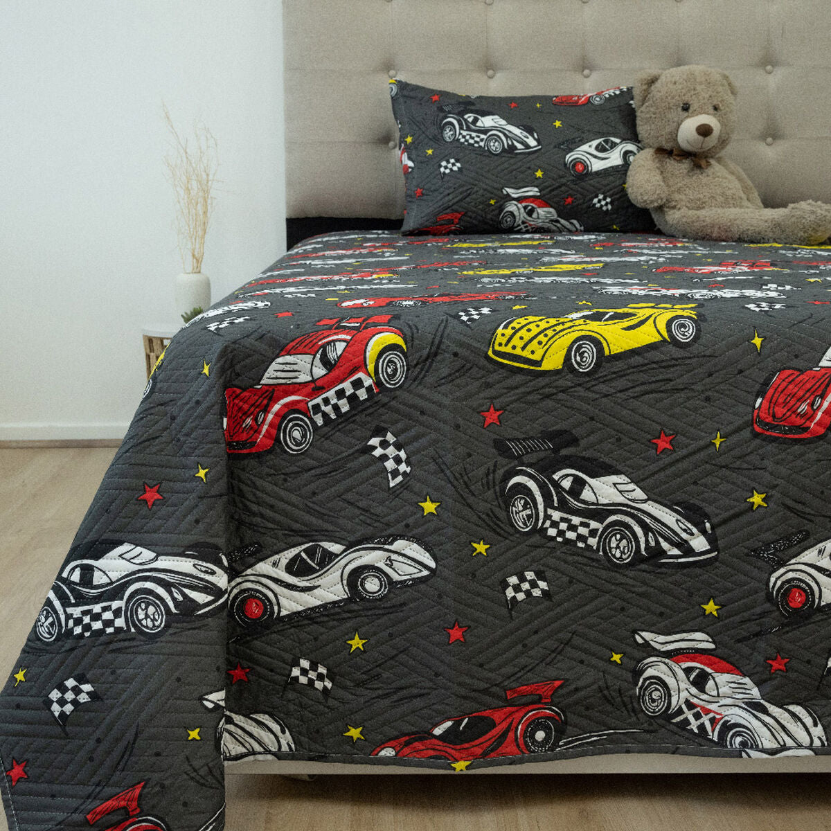 Cobertor Quilt Infantil Doral Hotpress Carreras 1.5 Plazas