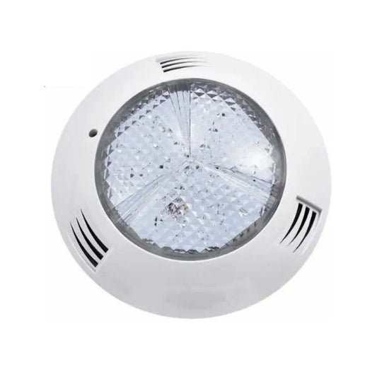 Foco LED redondo con luz blanca, diseño moderno y rejillas de ventilación.