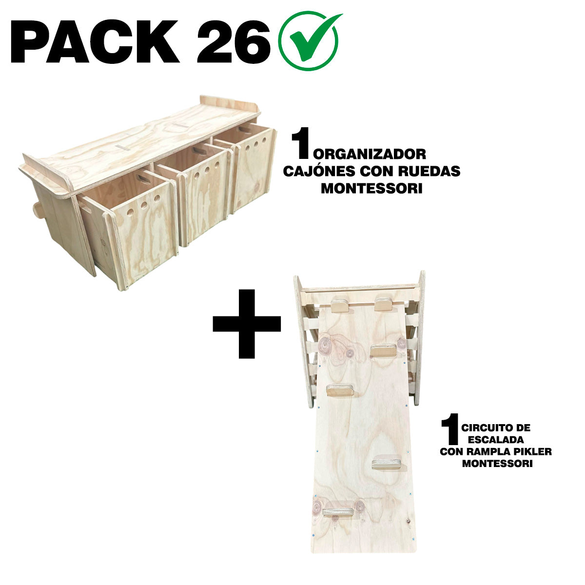 Pack 26 Montessori: Organizador + Circuito de Escalada para Niños