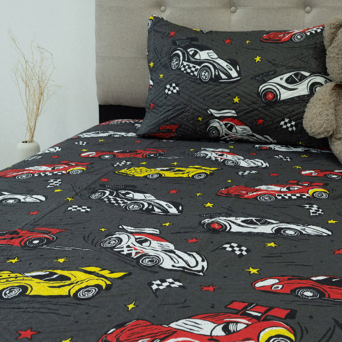 Cobertor Quilt Infantil Doral Hotpress Carreras 1.5 Plazas