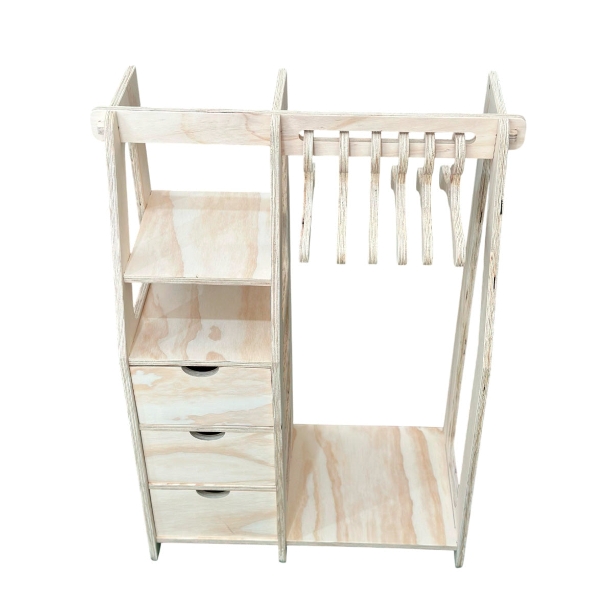 Clóset Montessori de Madera con 6 Colgadores