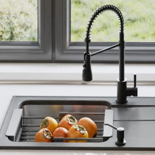 Secaplatos Extensible Acero Inoxidable Para Lavaplatos Color Negro - Ajustable y Multiuso