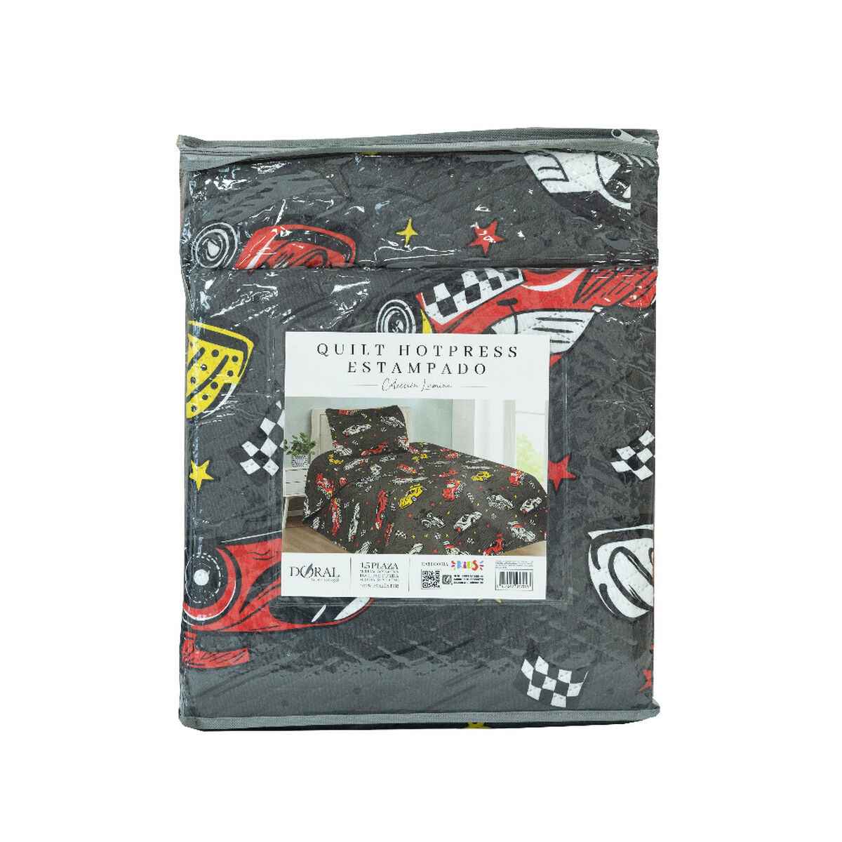 Cobertor Quilt Infantil Doral Hotpress Carreras 1.5 Plazas