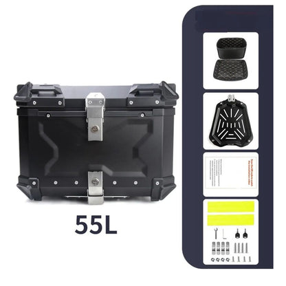 Maleta Top Case Aluminio Moto 55 L color Plata