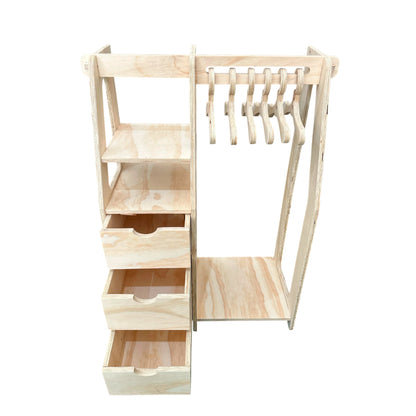 Clóset Montessori de Madera con 6 Colgadores