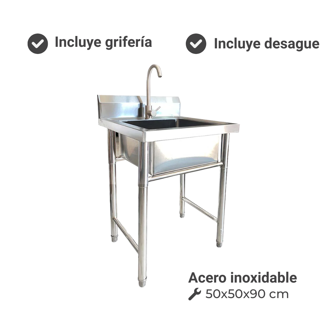 Lavafondo Simple Acero Inoxidable 50x50x90 cm