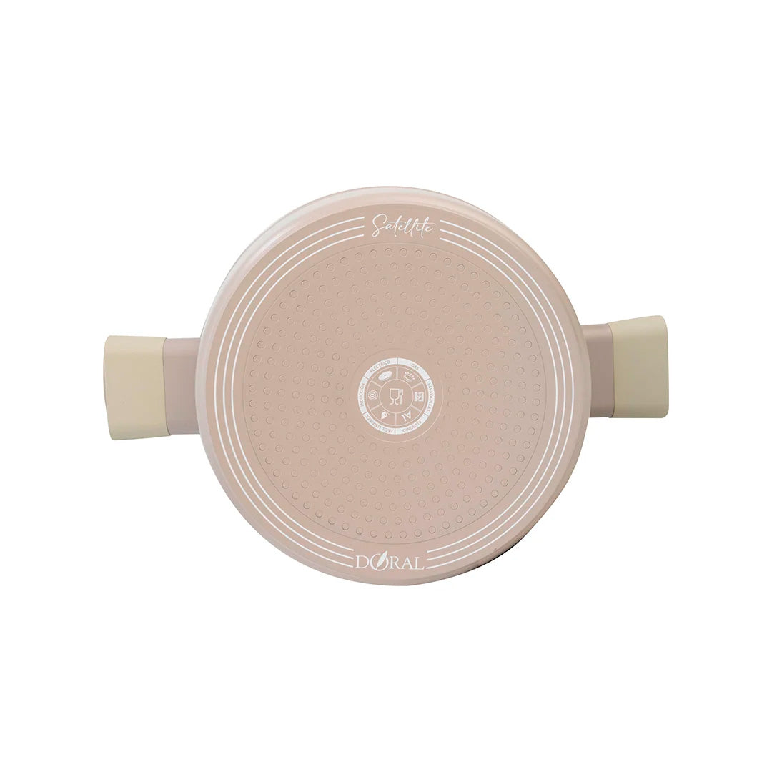 Olla Press Cast Satellite con Tapa de Vidrio 24 cm – Beige Crema