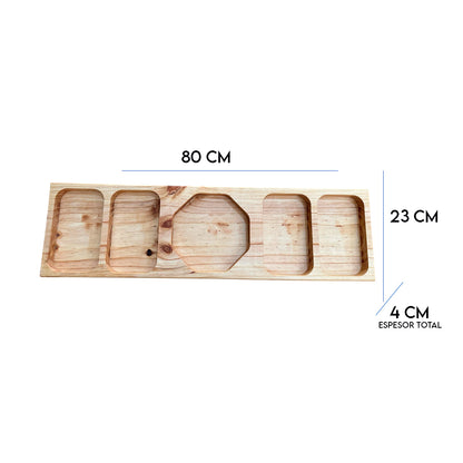 Pack de 10 Tablas de Picoteo Pino 80x23x4 cm