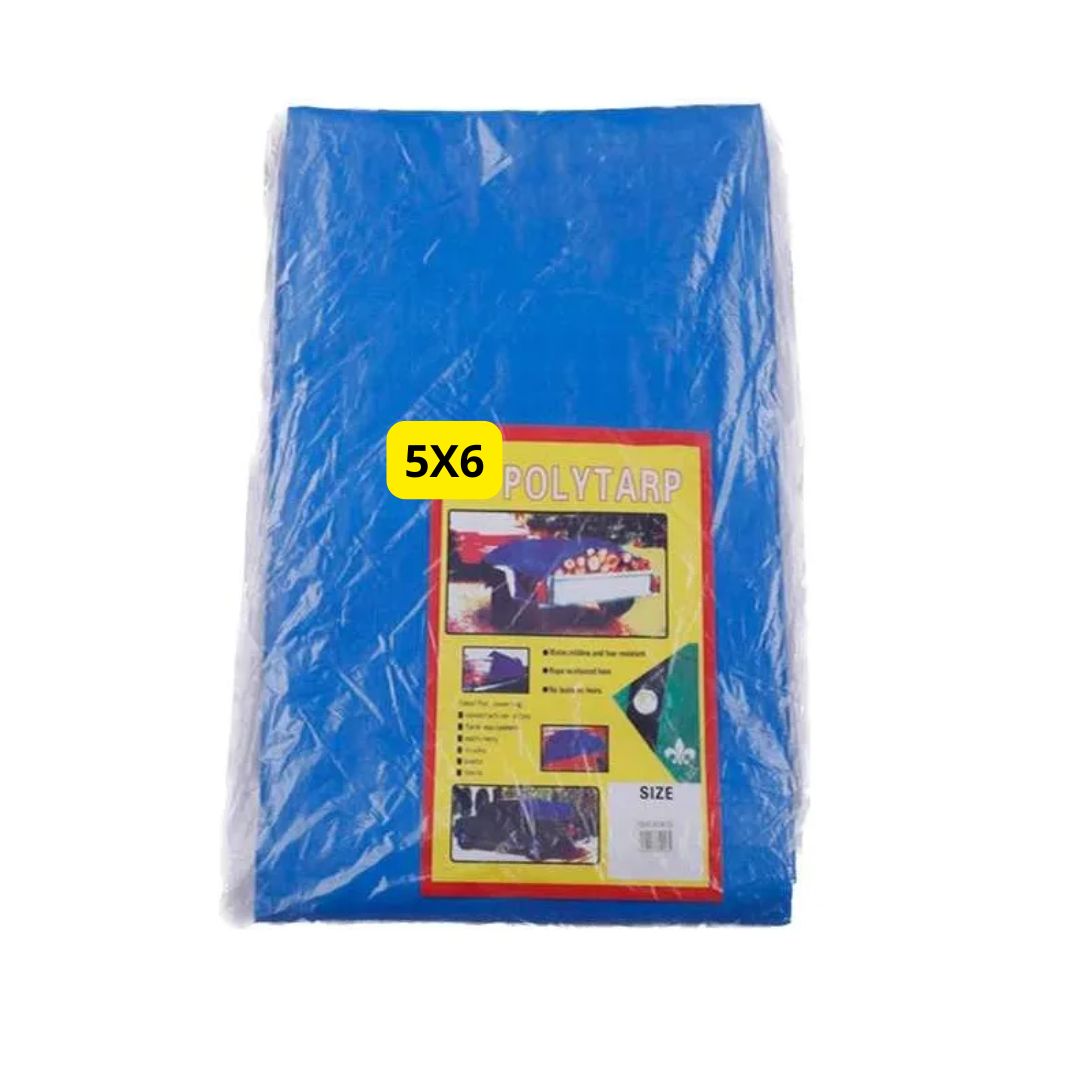 Lona Reforzada de Polietileno (Polytarp) de Gran Tamaño – 5x6 Metros – Color Azul
