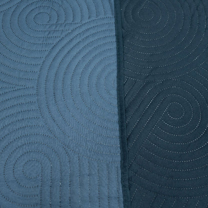 Cobertor Quilt Doral Hotpress Bicolor  Azul oscuro 2.5 Plazas