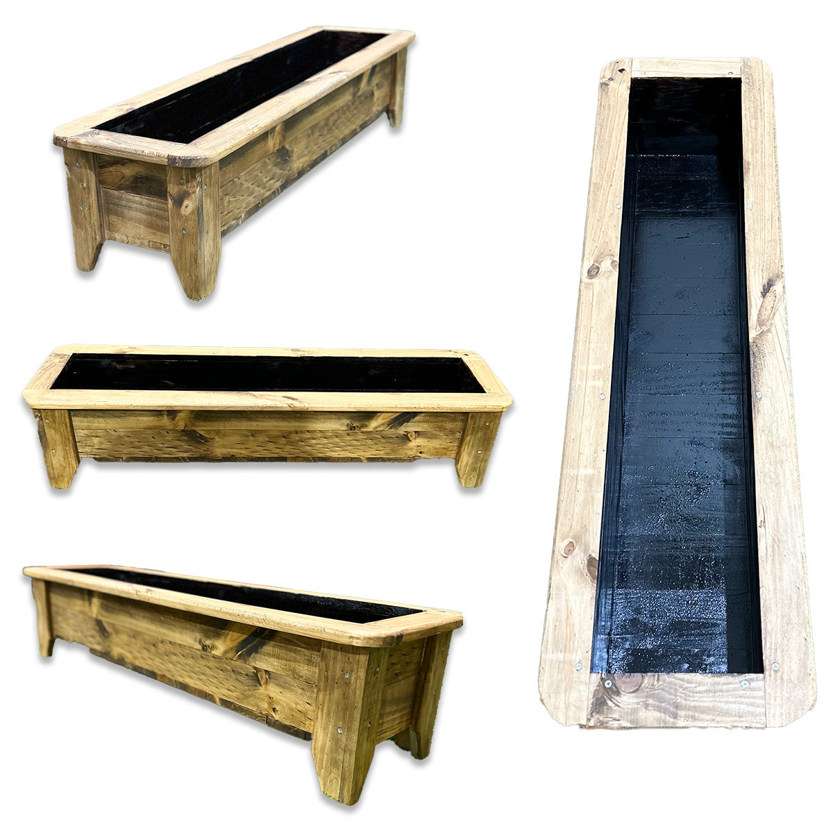 Macetero O Jardinera De Madera Color Roble 80x35x30