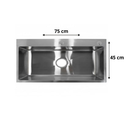 Lavaplatos de Cocina en Acero Inoxidable con llave (75 x 45 cm)