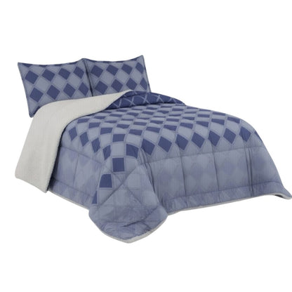 Plumón Sherpa Doral Da Vinci 1.5 plazas Estampado Azul geometrico