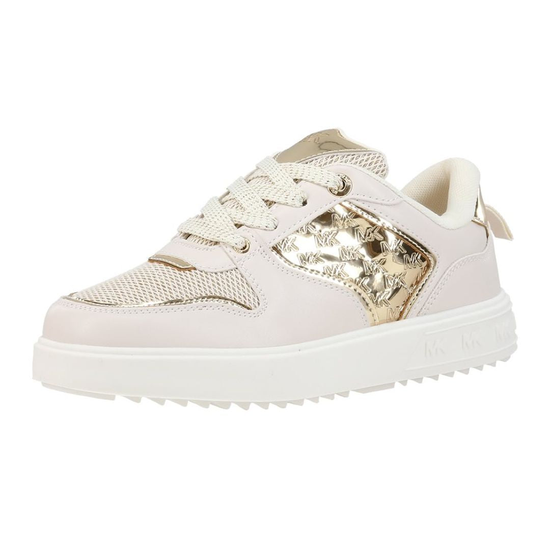 zapatillas Michael Kors originales en tonos crema con detalles dorados