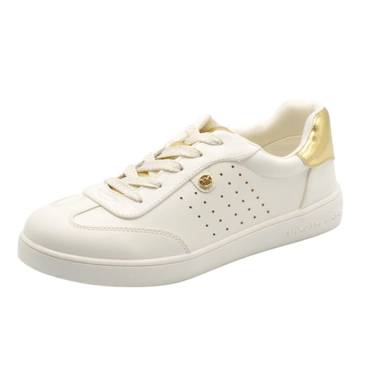 zapatillas Michael Kors Originales Blancos con Detalles Perforados y Talón Dorado
