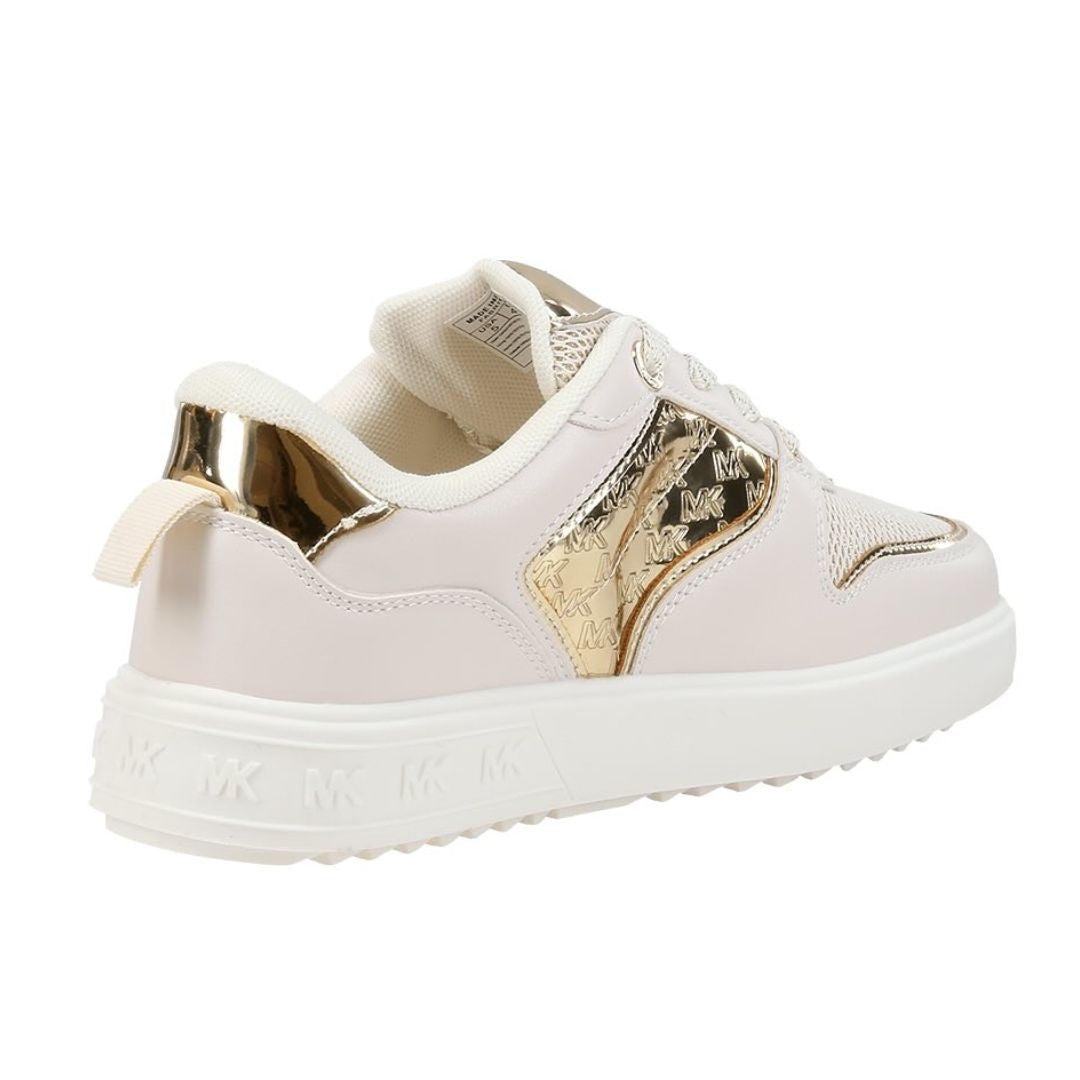 zapatillas Michael Kors originales en tonos crema con detalles dorados