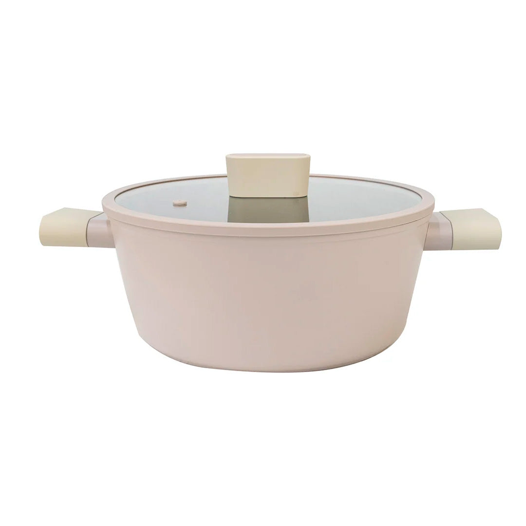 Olla Press Cast Satellite con Tapa de Vidrio 24 cm – Beige Crema
