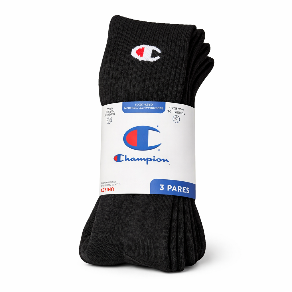 Pack de 3 Pares de Calcetines Largos Champion Negro  talla de 9 a 12