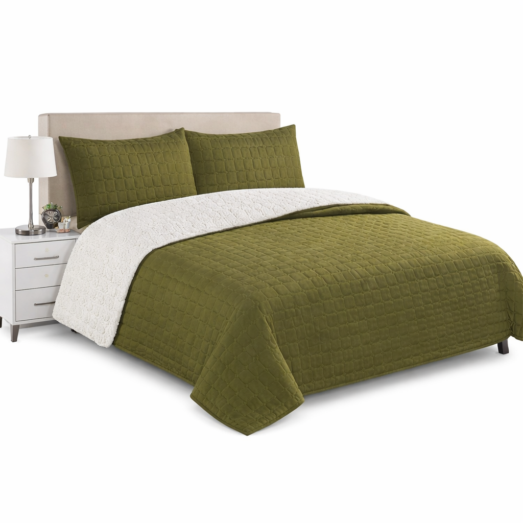Plumón Sherpa Doral Da Vinci Verde Olivo -1.5 Plazas (170 x 240 cm)