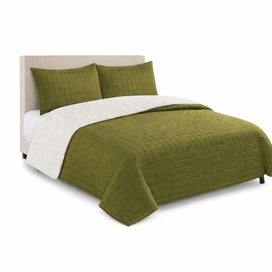 Plumón Sherpa Doral Da Vinci Verde Olivo -1.5 Plazas (170 x 240 cm)