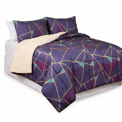 Plumón Sherpa Doral Da Vinci 1.5 plazas Estampado Azul dorado