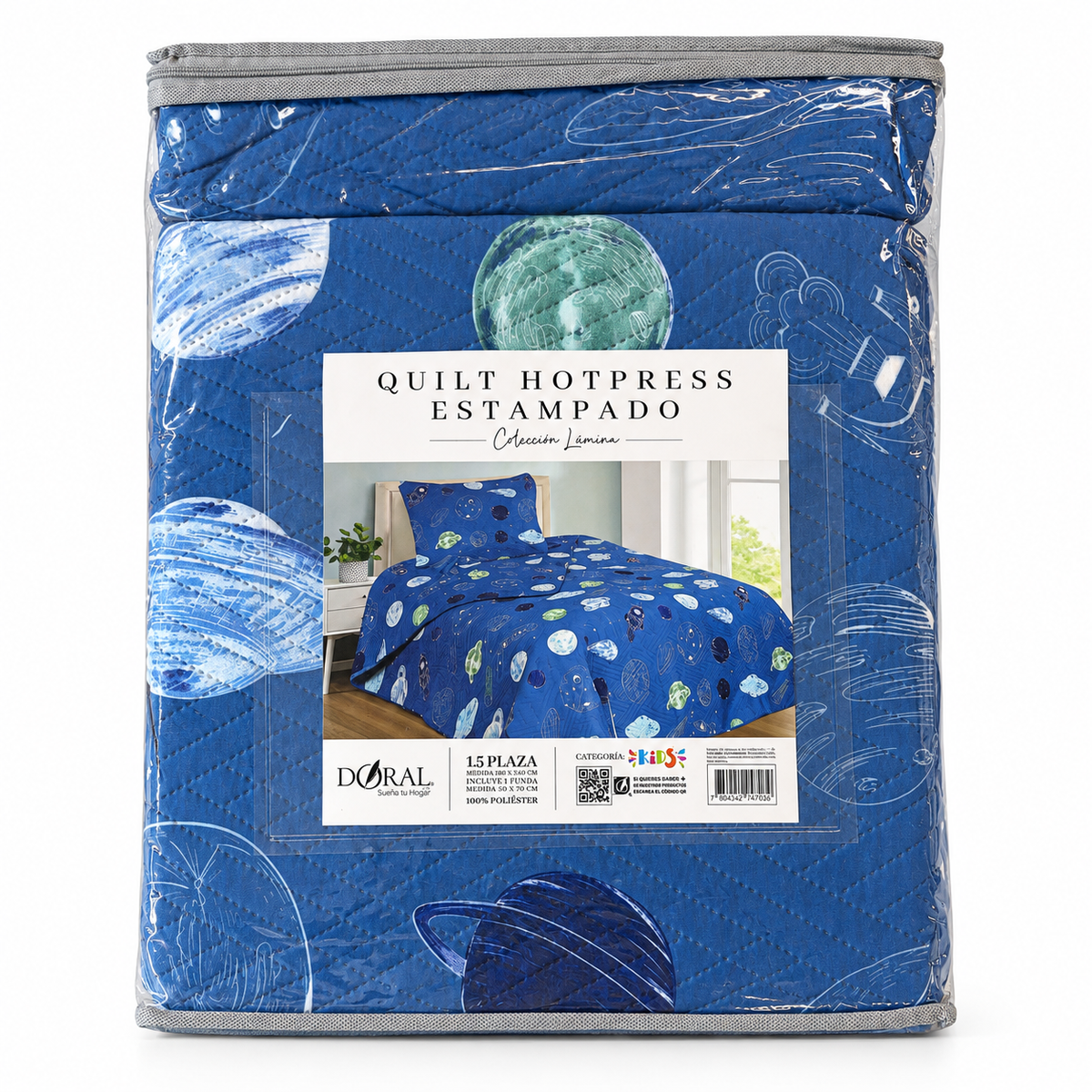 Cobertor Quilt Infantil Doral Hotpress Espacio 1.5 Plazas