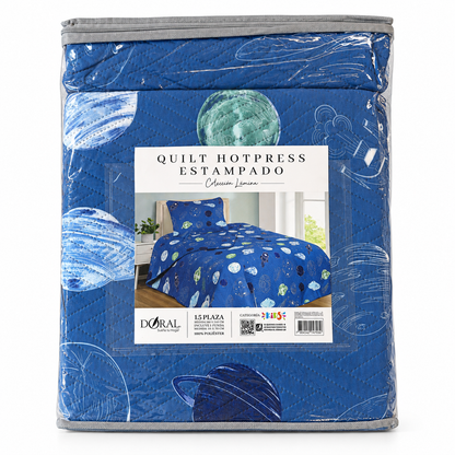 Cobertor Quilt Infantil Doral Hotpress Espacio 1.5 Plazas