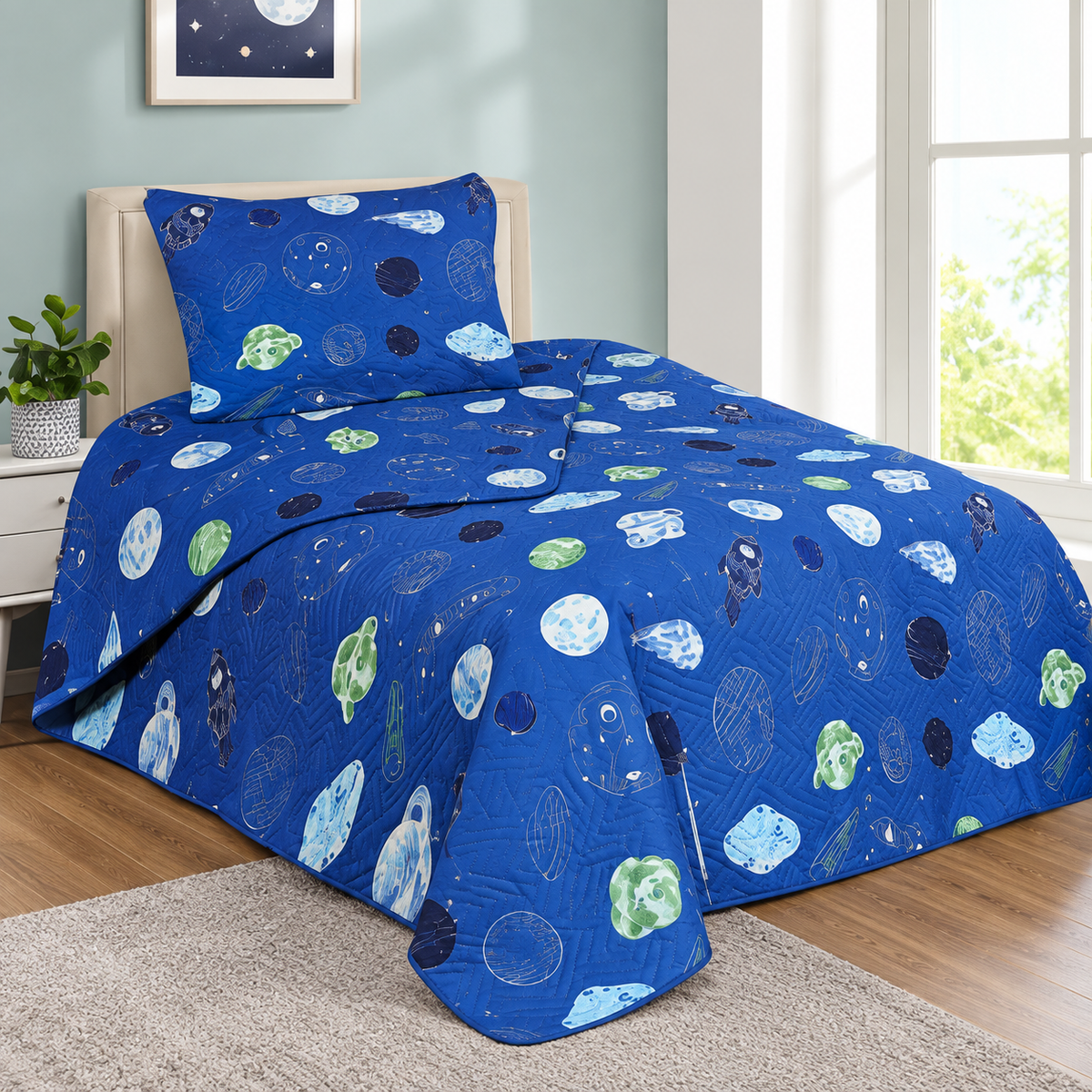 Cobertor Quilt Infantil Doral Hotpress Espacio 1.5 Plazas