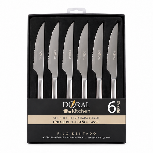 Set de 6 Cuchillos para Carne Doral Berlín Acero Inoxidable