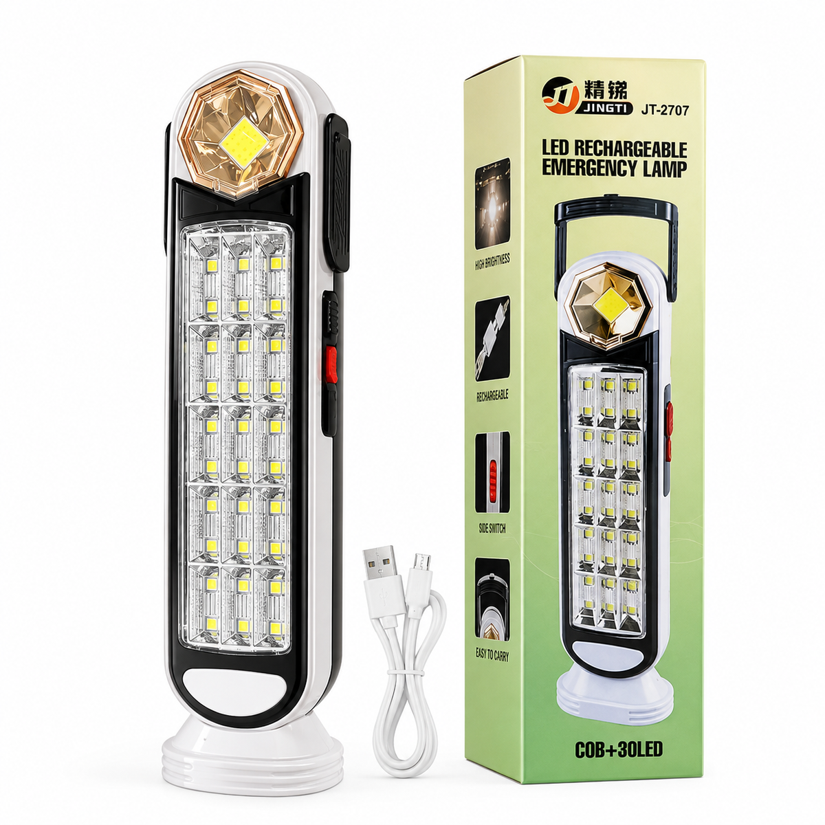 Foco de Emergencia LED Recargable COB + 30 LED JT-2707