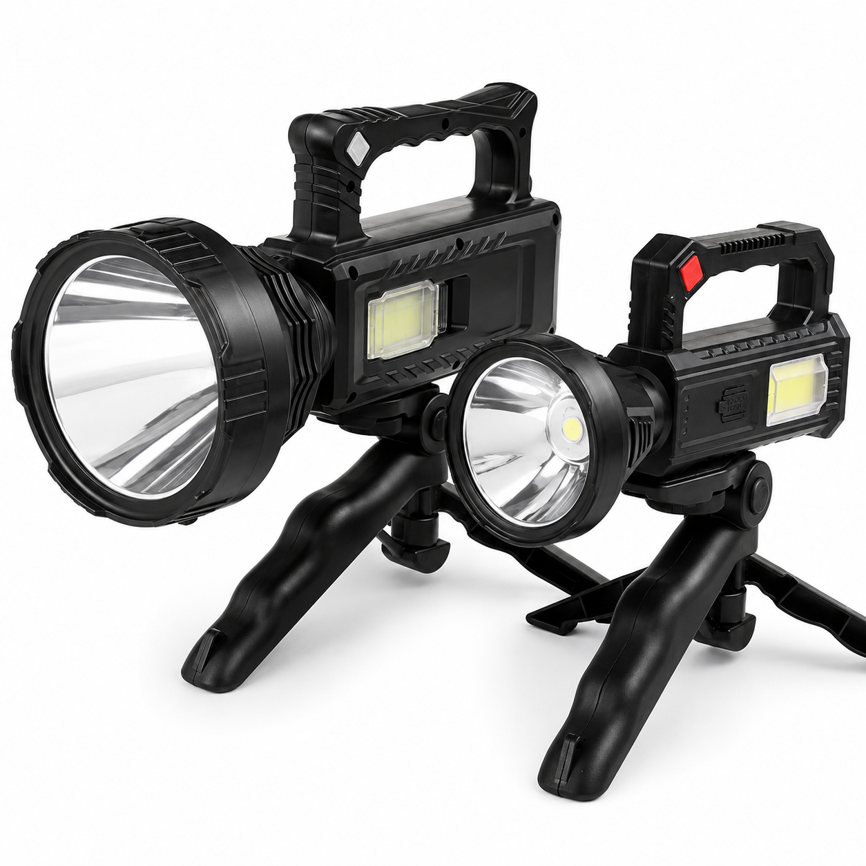 Foco LED + COB Recargable Solar con Trípode Multifunción