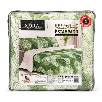 Plumón Sherpa Doral modelo Flannel Deluxe Estampado - 2 Plazas (210 x 230 cm)